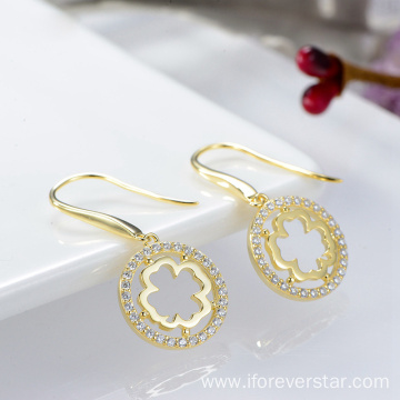 925 Silver Clover Fancy Earrings 9Ct Gold Earrings